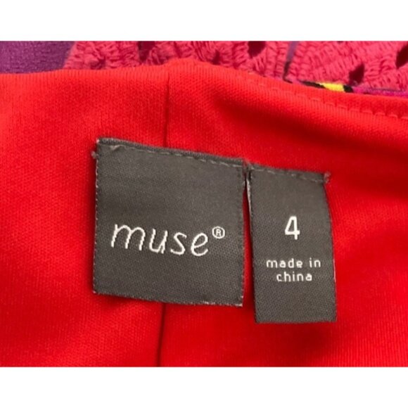 Muse Womens Red & Blue Paisley Dress Size 4 - Picture 5 of 6